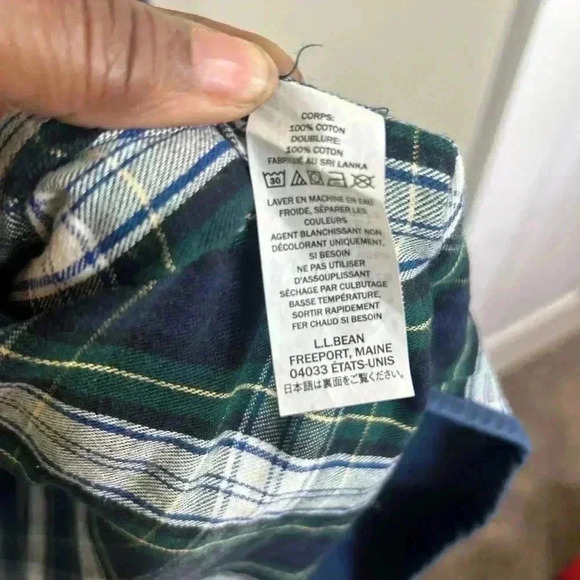 LL Bean Flannel Lined Hurricane Button Up Shirt Jacket Blue Plaid Work Shacket - Picture 6 of 6